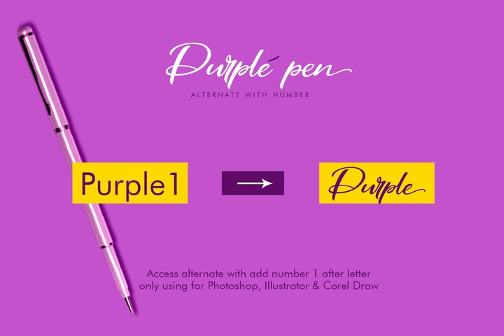 Ejemplo de fuente Purple Pen Regular